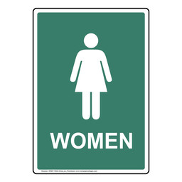 Portrait Pine Green Women Restroom Sign With Symbol RREP-7000-White_on_PineGreen