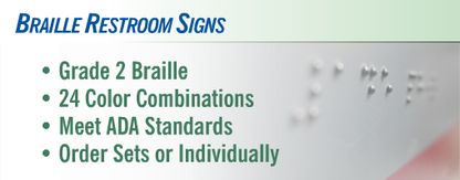 Bathroom signs with braille