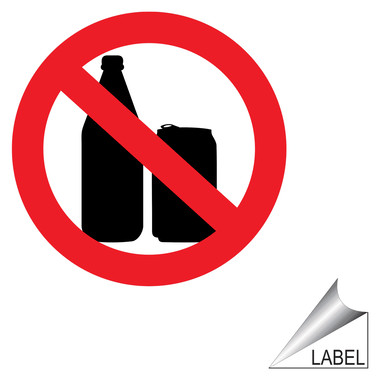 No Alcohol Symbol Label LABEL-PROHIB-55-d Alcohol / Drugs / Weapons