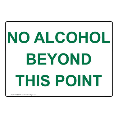 2x Schild "No Alcohol Beyond This Point" - 25,4x17,8 Cm, Aluminium, Wetterfest, UV-beständig
