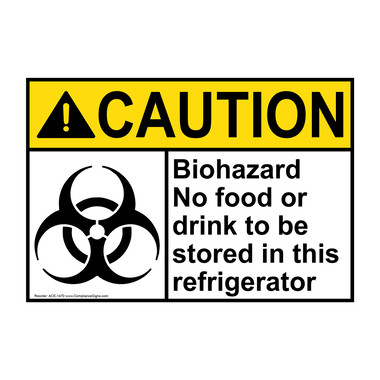 Caution Sign - Biohazard No Food Or Drink Sign - ANSI
