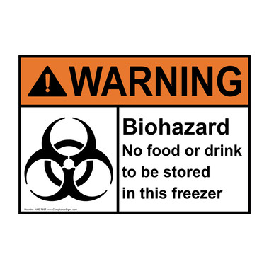 Warning Sign - Biohazard No Food Or Drink Sign - ANSI - Hazmat