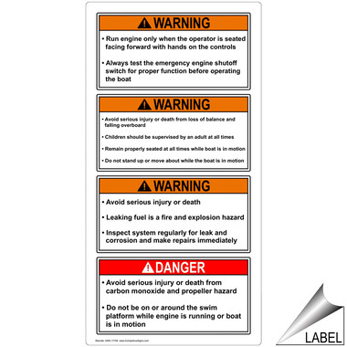 Boat Carbon Monoxide Warning Safety Decal Sticker Lot of 5 