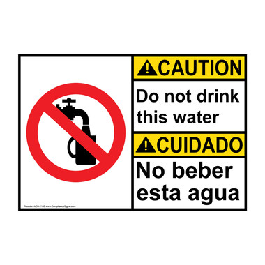 その他 Please See Us Caution Sign - Do Not Drink This Water Bilingual Sign - ANSI