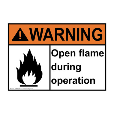 看板 Warning Sign - Open Flame During Operation - ANSI - Industrial Notices