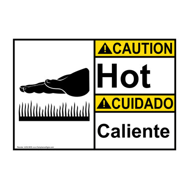 y、Hoonamyのサインです10号です ANSI Hot Sign - Symbol - CAUTION English + Spanish
