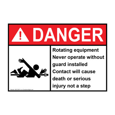 Danger Sign - Rotating Equipment Never Operate - ANSI