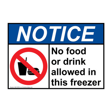 Notice Sign - No Food Or Drink Allowed In - ANSI - No Food or Drink