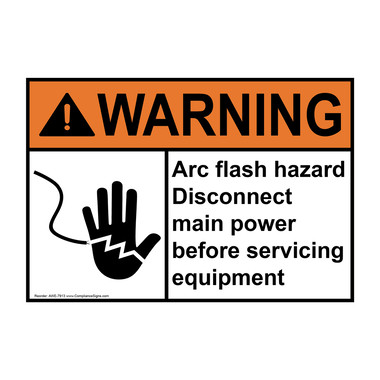Warning Sign - Arc Flash Hazard Disconnect Main Power Sign - ANSI