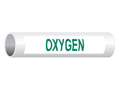 ASME-A13.1 Oxygen Green on White Pipe Label PIPE-23960_Green_on_White