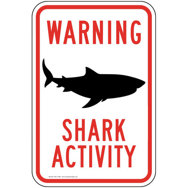 Vertical Sign - Water Safety - Warning Shark Activity Sign