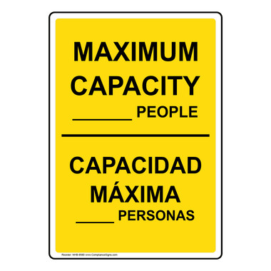 English + Spanish Vertical Sign - Custom - Maximum Capacity
