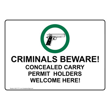 10x7 in Guns Welcome Premises Weapons Holstered Bilingual Sign Aluminum 