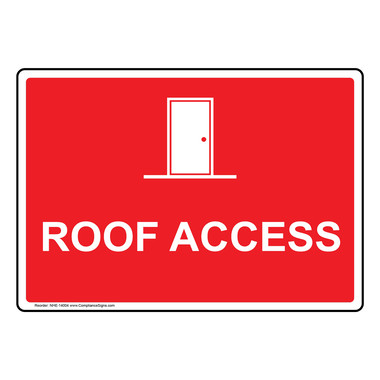 Red Roof Access Sign or Label - With Symbol
