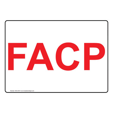 White Facp Sign or Label - Made in USA - Varied Sizes