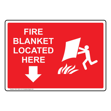 Glow Red Fire Blanket Here Sign or Label - With Symbol