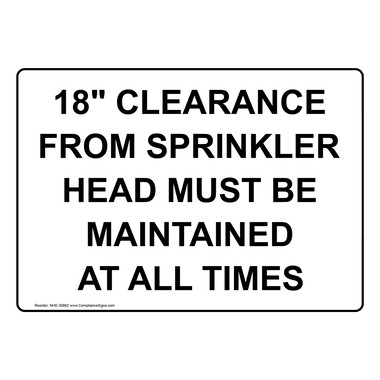 Clearance From Sprinkler Head