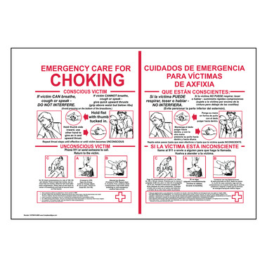 English + Spanish First Aid Sign - Emergency Care For Choking