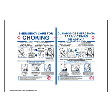 感染症emergency English + Spanish First Aid Sign - Emergency Care For Choking
