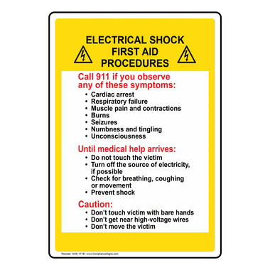 Vertical Sign - First Aid - Electrical Shock First Aid Sign
