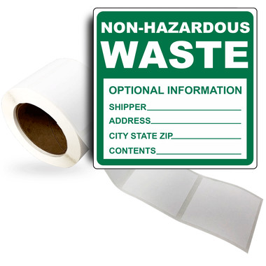 Roll of Labels - Non-Hazardous Waste Option Information - 5 ...