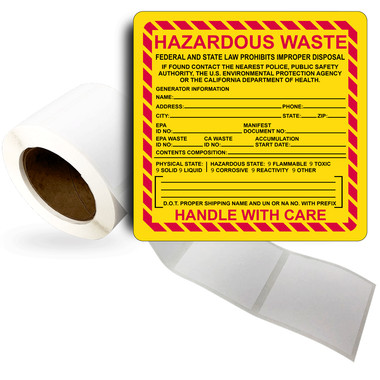 Hazardous Waste Federal And State Roll Label LDRE-15011_YLW