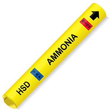 Coiled Pipe Marker - HSD VAP AMMONIA HIGH - Yellow - ASME A13.1