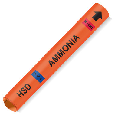 Coiled Pipe Marker - HSD VAP AMMONIA HIGH - Orange - ASME A13.1 Coiled Pipe Marker - HSD VAP AMMONIA HIGH - Orange - ASME A13.1