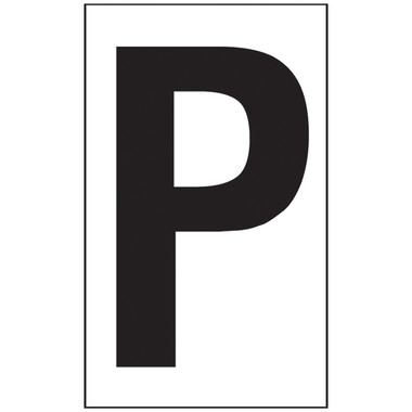 Black-on-White Letter P Reflective Label - 2 Sizes - CS151419