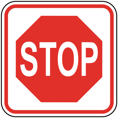 Parking Control Information Stop Symbol Sign - White Reflective