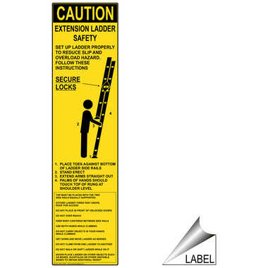 Caution Extension Ladder Safety Label NHE-16297 Industrial Notices