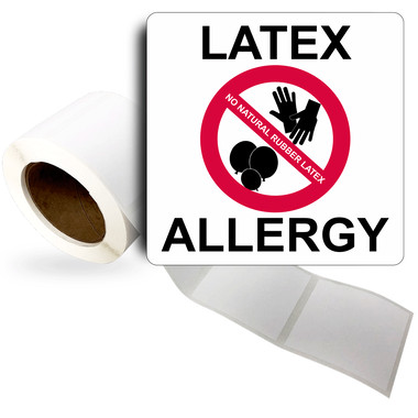 Pink Medical Latex Allergy Labels 1 x 2