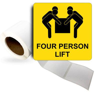 Four Person Lift Roll Label With Symbol LDRE-15422_YLW