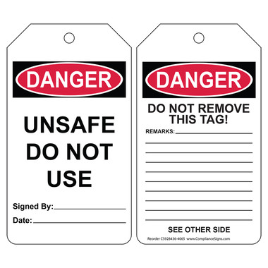 ●DANGEROUS GOODZ OSHA - Danger - Unsafe Do Not Use Remarks |Safety Tags