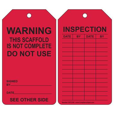 Scaff Tag Job Site Safety Caution 25 Pack Scaffold Tag 
