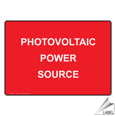 NEC Photovoltaic Power Source Label VLT-16253 Electrical