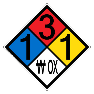 NFPA Diamond 1 3 1 W OX Hazard Signs | Oxidizer No Water
