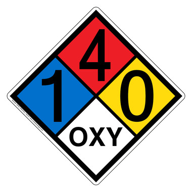 NFPA Diamond 1 4 0 OXY Hazard Label Signs | Oxidizer Agent