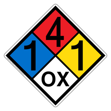 NFPA 704 Diamond Sign (1-4-1-OX) - Oxidizer Hazmat Label