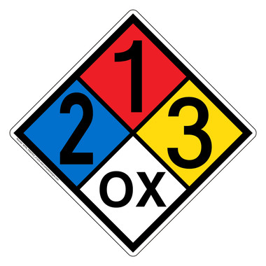 NFPA Diamond 2 1 3 OX Hazard Label Signs | Oxidizer Agent