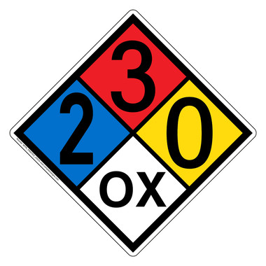 NFPA Diamond 2 3 0 OX Hazard Label Signs | Oxidizer Agent