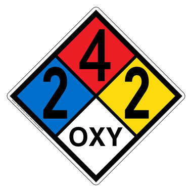 NFPA Diamond 2 4 2 OXY Hazard Label Signs | Oxidizer Agent