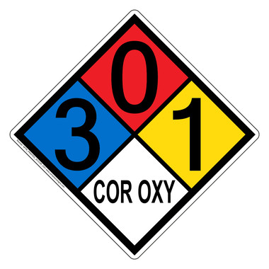 Codex of Inertia　NF　3枚 NFPA 704 Sign (3-0-1-COR_OXY) - Corrosive Oxidizing Agent