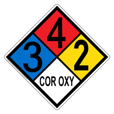 order　FABRIC ② NFPA 704 Sign (3-4-2-COR_OXY) - Corrosive Oxidizing Agent