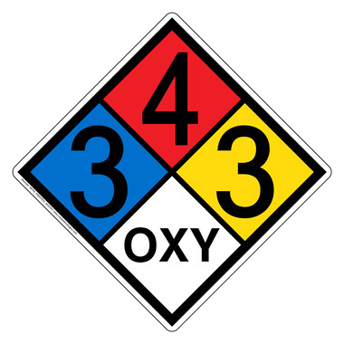 hiohaです。 NFPA Diamond 3 4 3 OXY Hazard Label Signs | Oxidizer Agent