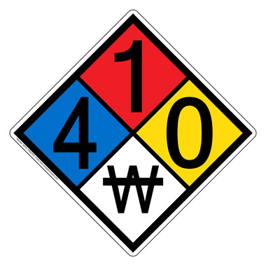 NFPA Diamond 4 1 0 W Hazard Label Signs | No Water