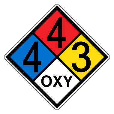NFPA Diamond 4 4 3 OXY Hazard Label Signs | Oxidizer Agent
