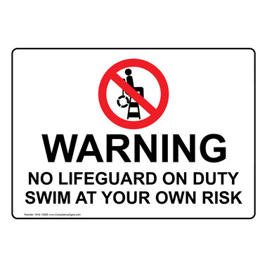 Panneau Avertissement Piscine "Swim At Your Own Risk" - Panneau Métal 20,3 X 30,5 Cm Extérieur