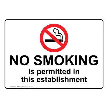 Sign no Smoking 230x165mm Aluminium law 2003 Prohibition Signs Signals 
