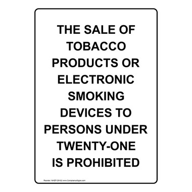 is it illegal to sell tobacco White Vertical Sign